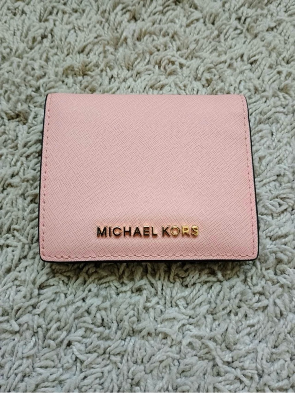 NWT Michael Kors Jet Set Travel Leather Flap Card Holder/wallet pale pink